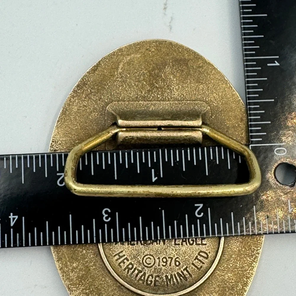 Vintage 1976 Heritage‎ Mint Ltd Solid Brass American Eagle Belt Buckle Patriotic